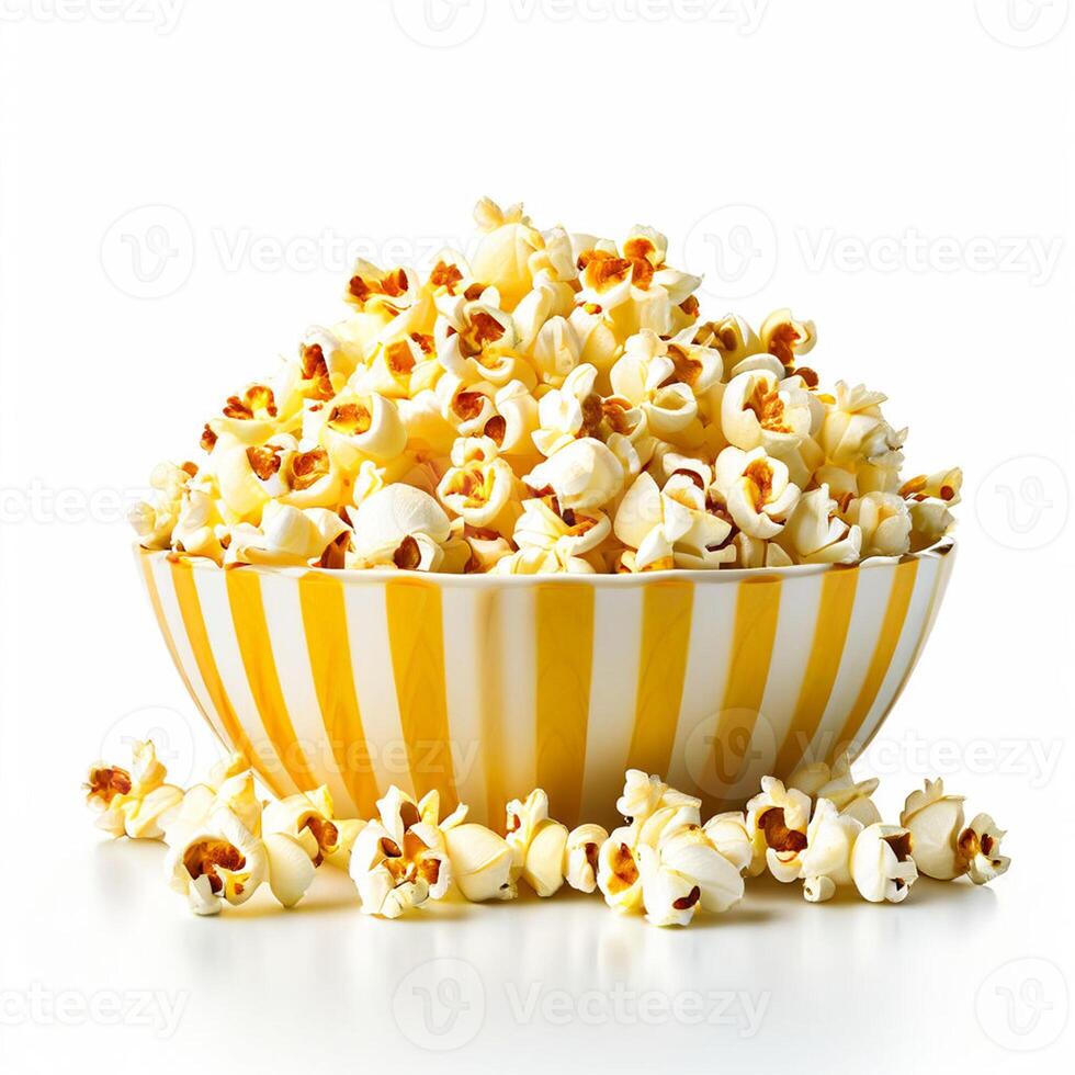 AI generated paper cup fresh popcorn on white background photo