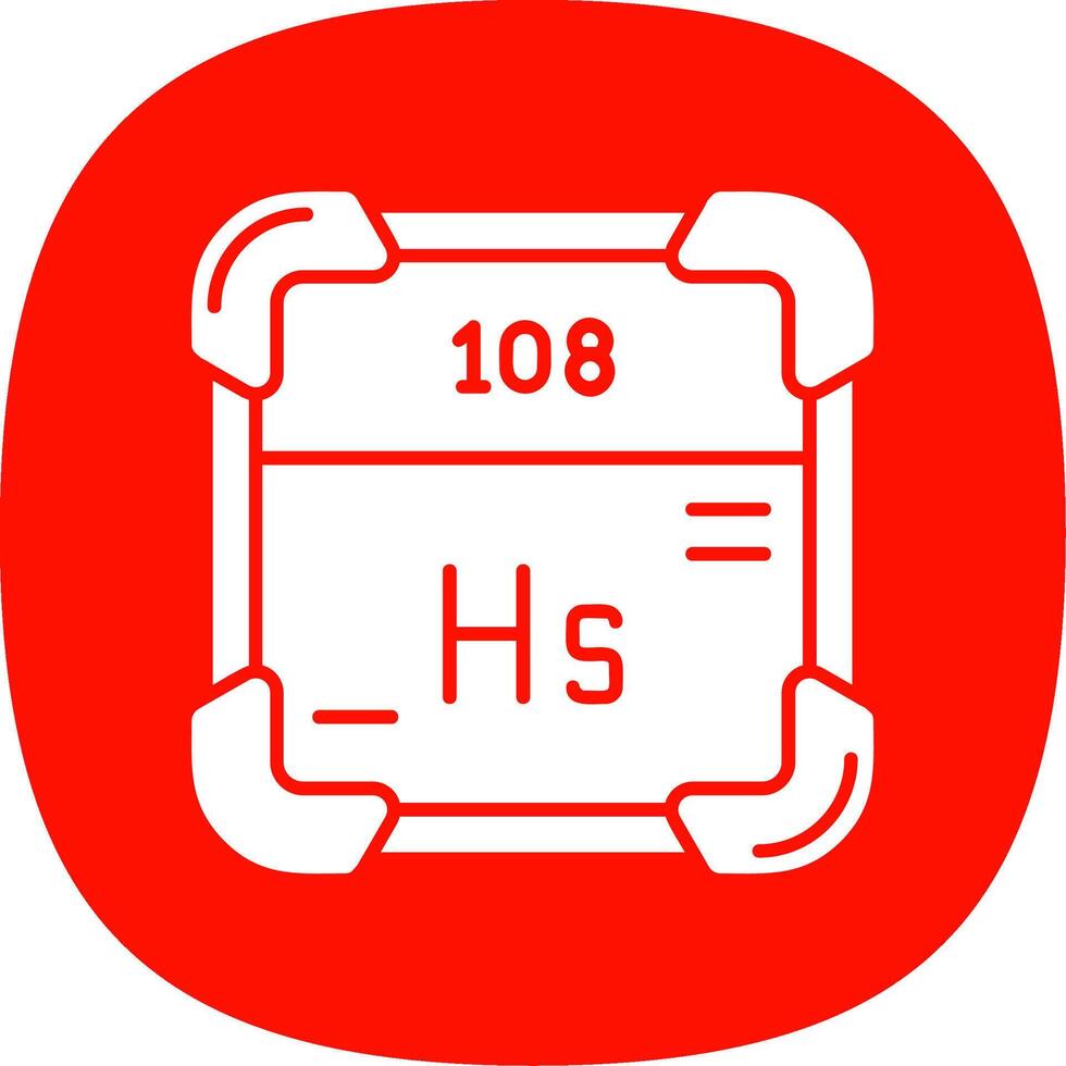 Hassium Glyph Curve Icon vector