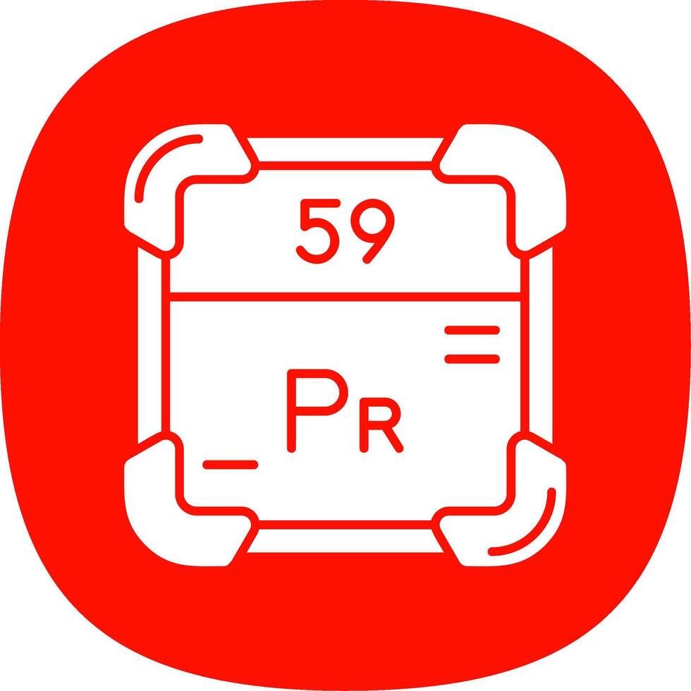 Praseodymium Glyph Curve Icon vector