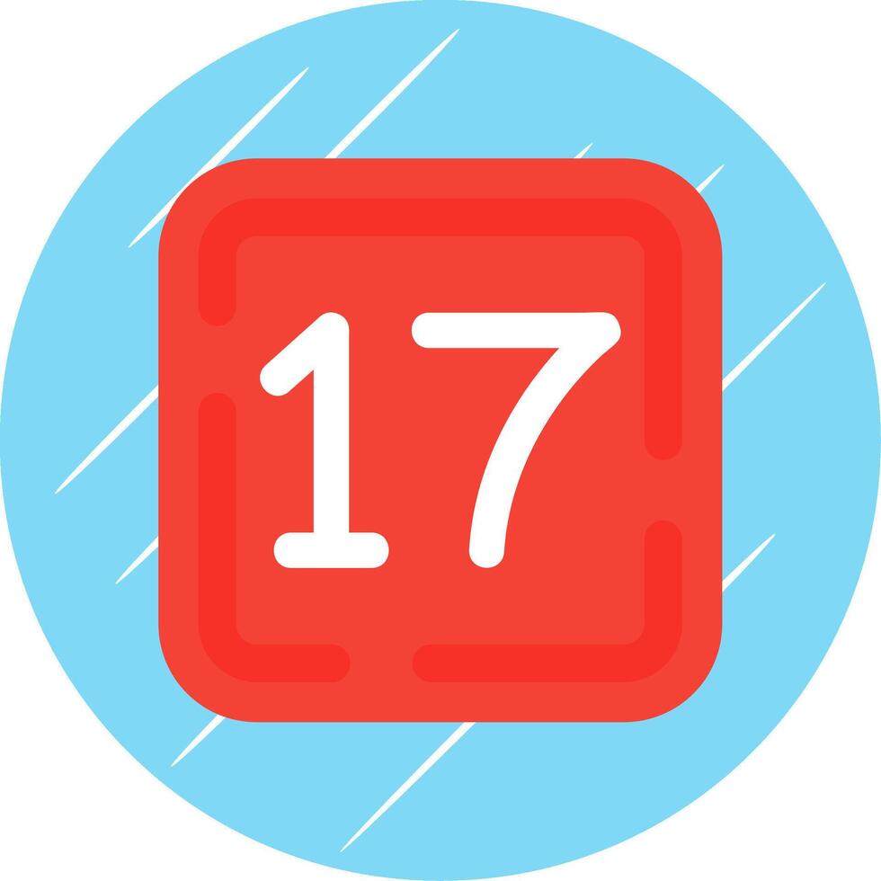Seventeen Flat Blue Circle Icon vector