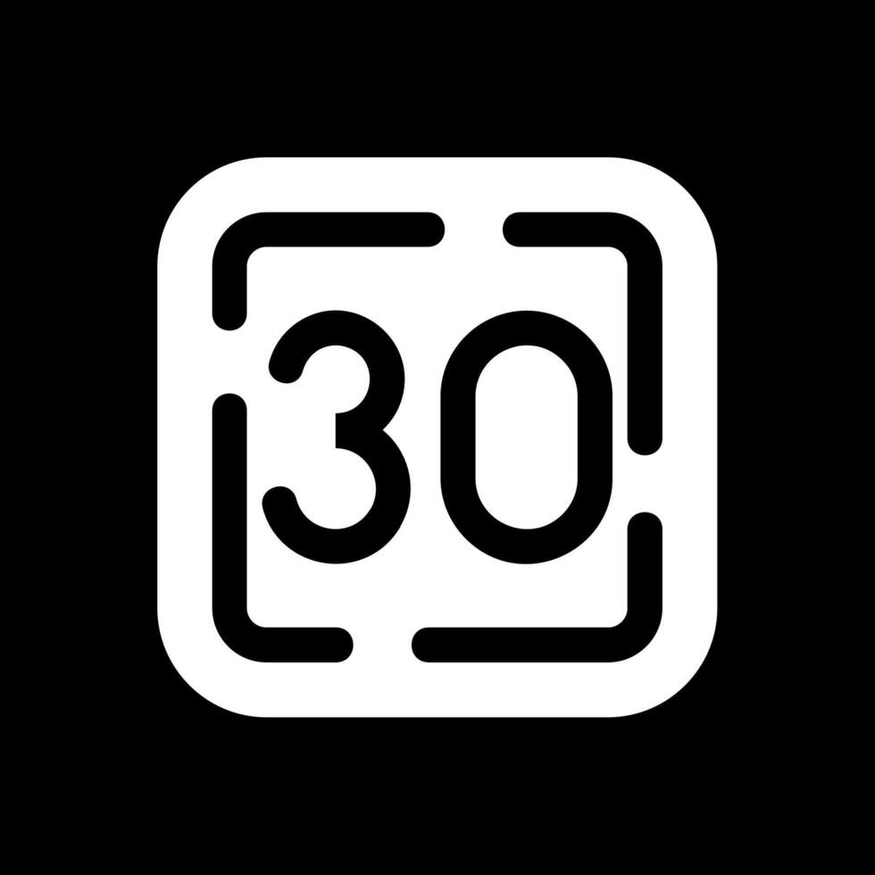 Thirty Glyph Inverted Icon vector