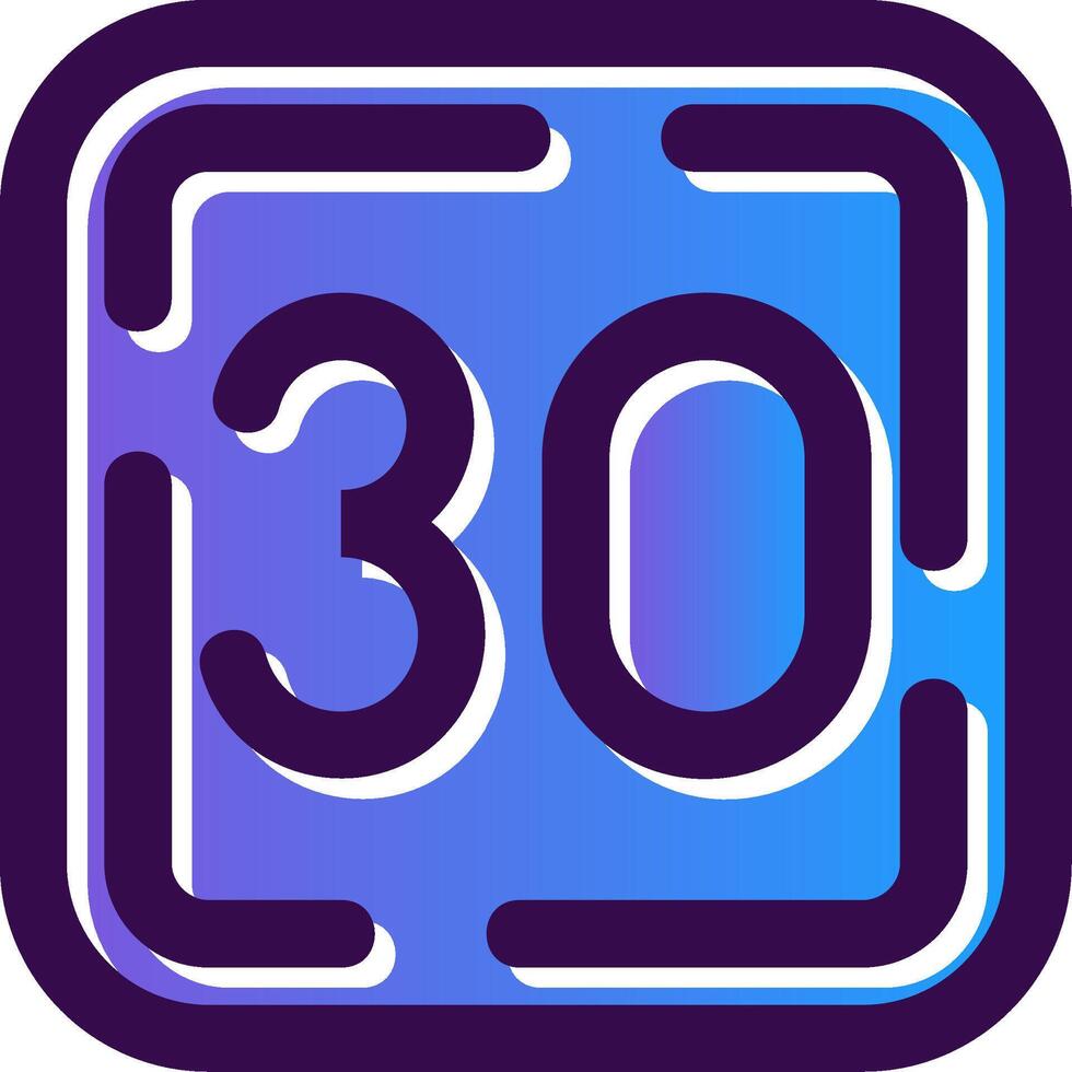 Thirty Gradient Filled Icon vector