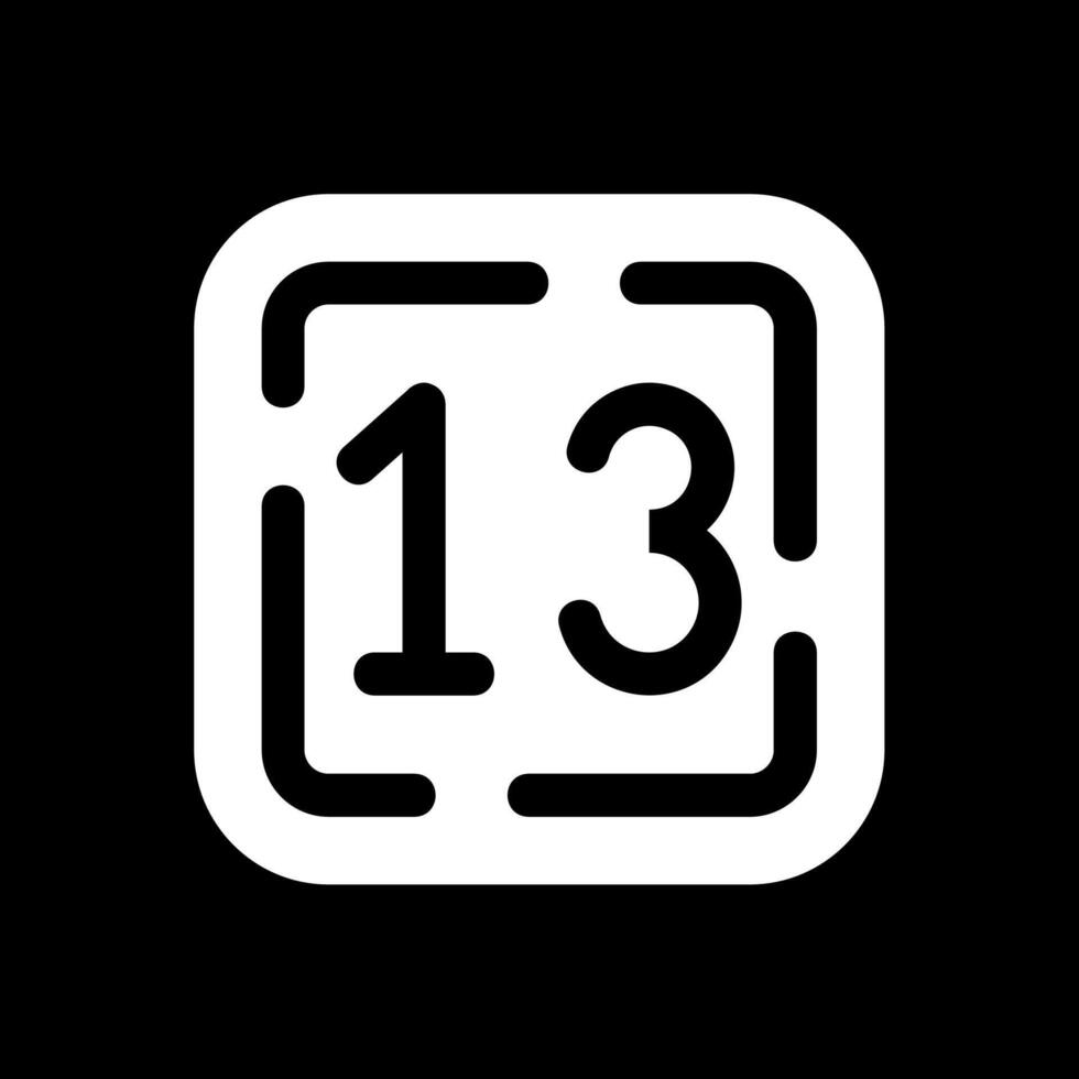 Thirteen Glyph Inverted Icon vector