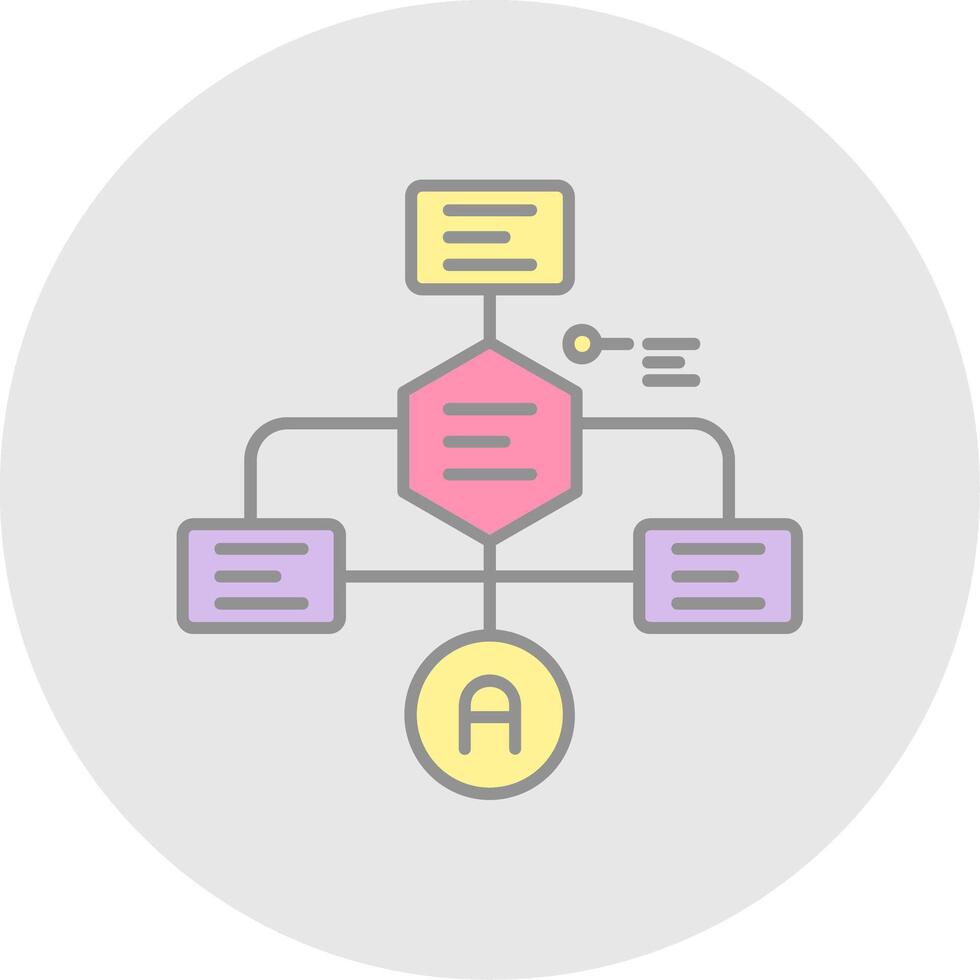 diagrama de flujo línea lleno ligero circulo icono vector