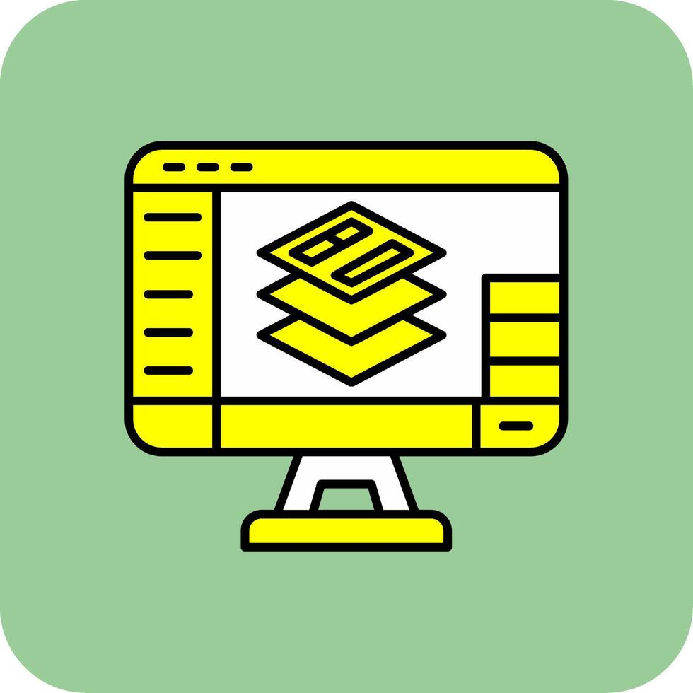 Layers Filled Yellow Icon vector