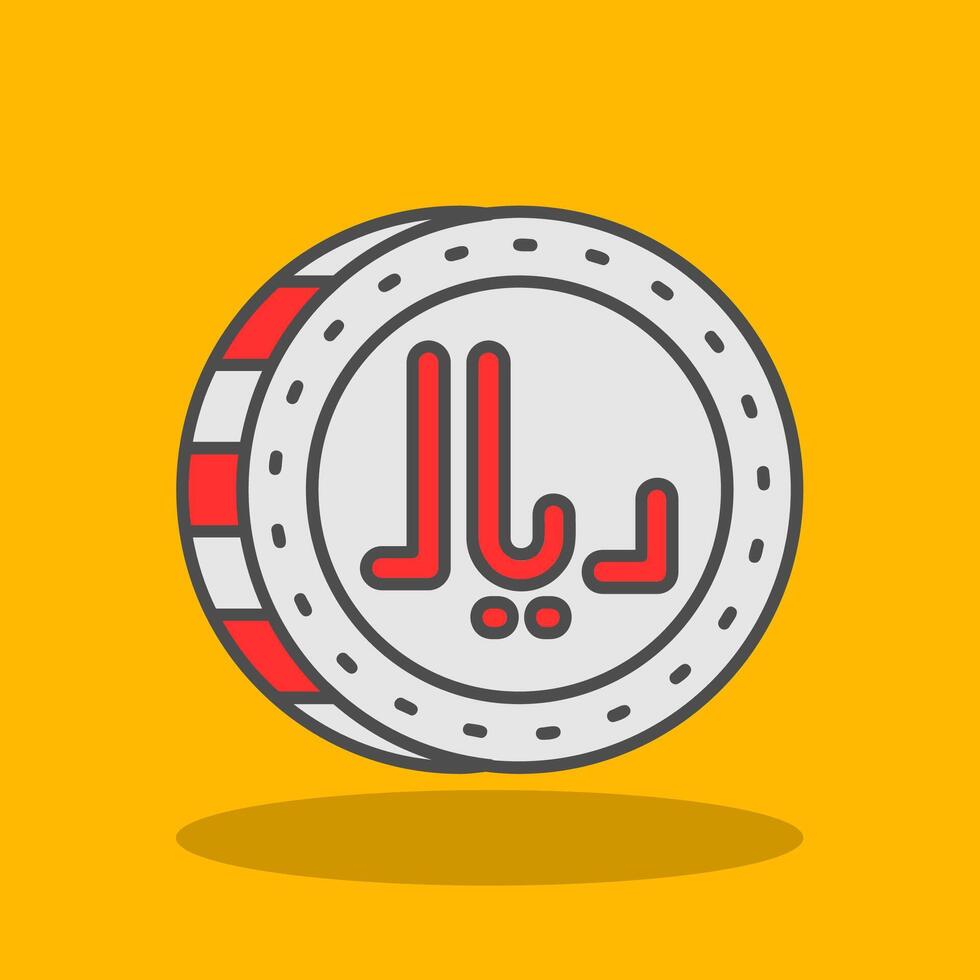 Riyal Filled Shadow Icon vector