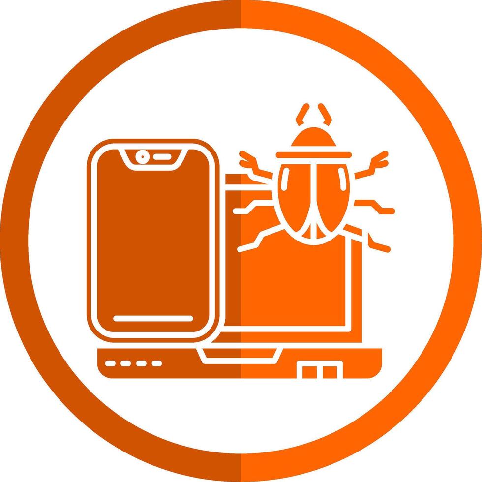 Bug Glyph Orange Circle Icon vector