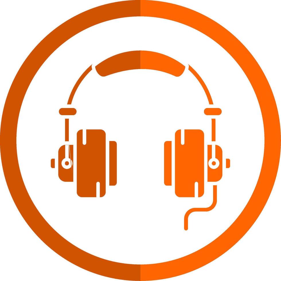 Headphone Glyph Orange Circle Icon vector