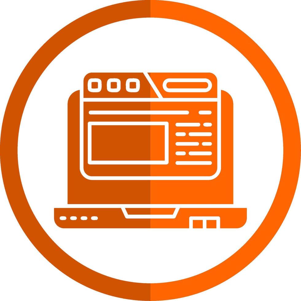 Browser Glyph Orange Circle Icon vector