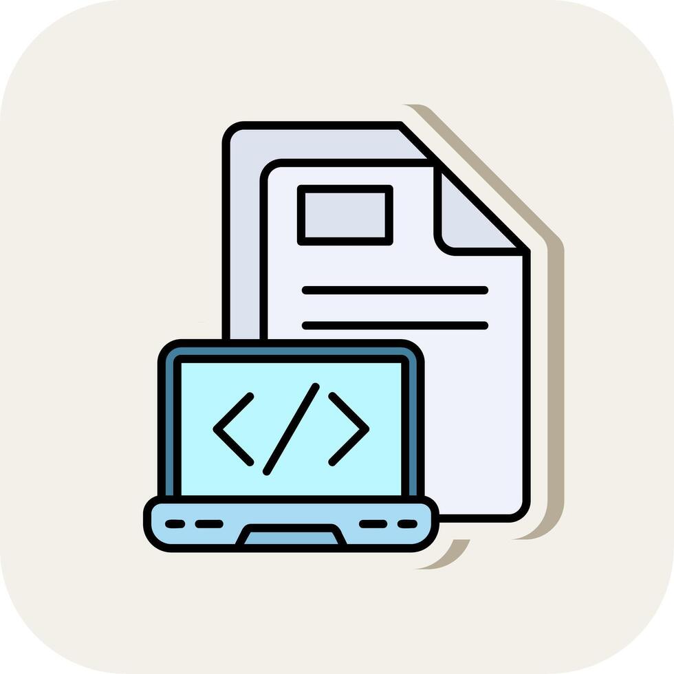 Coding Line Filled White Shadow Icon vector