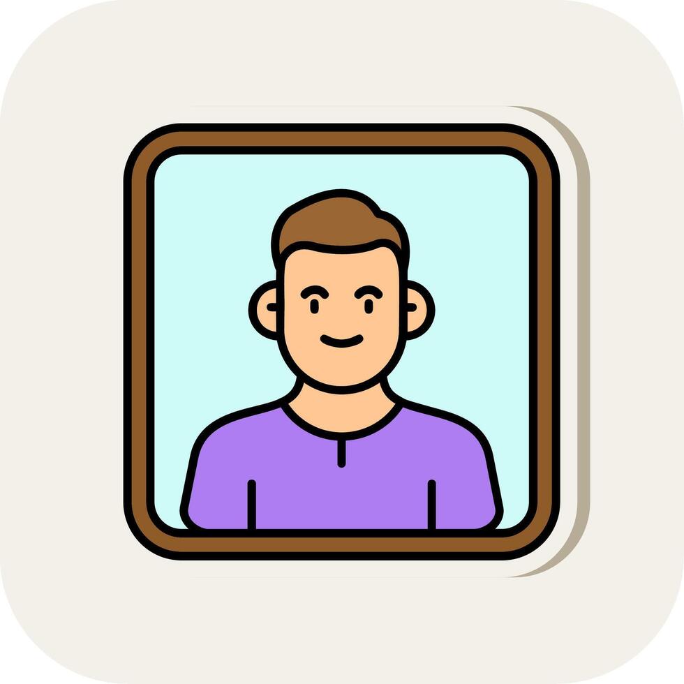 retrato línea lleno blanco sombra icono vector