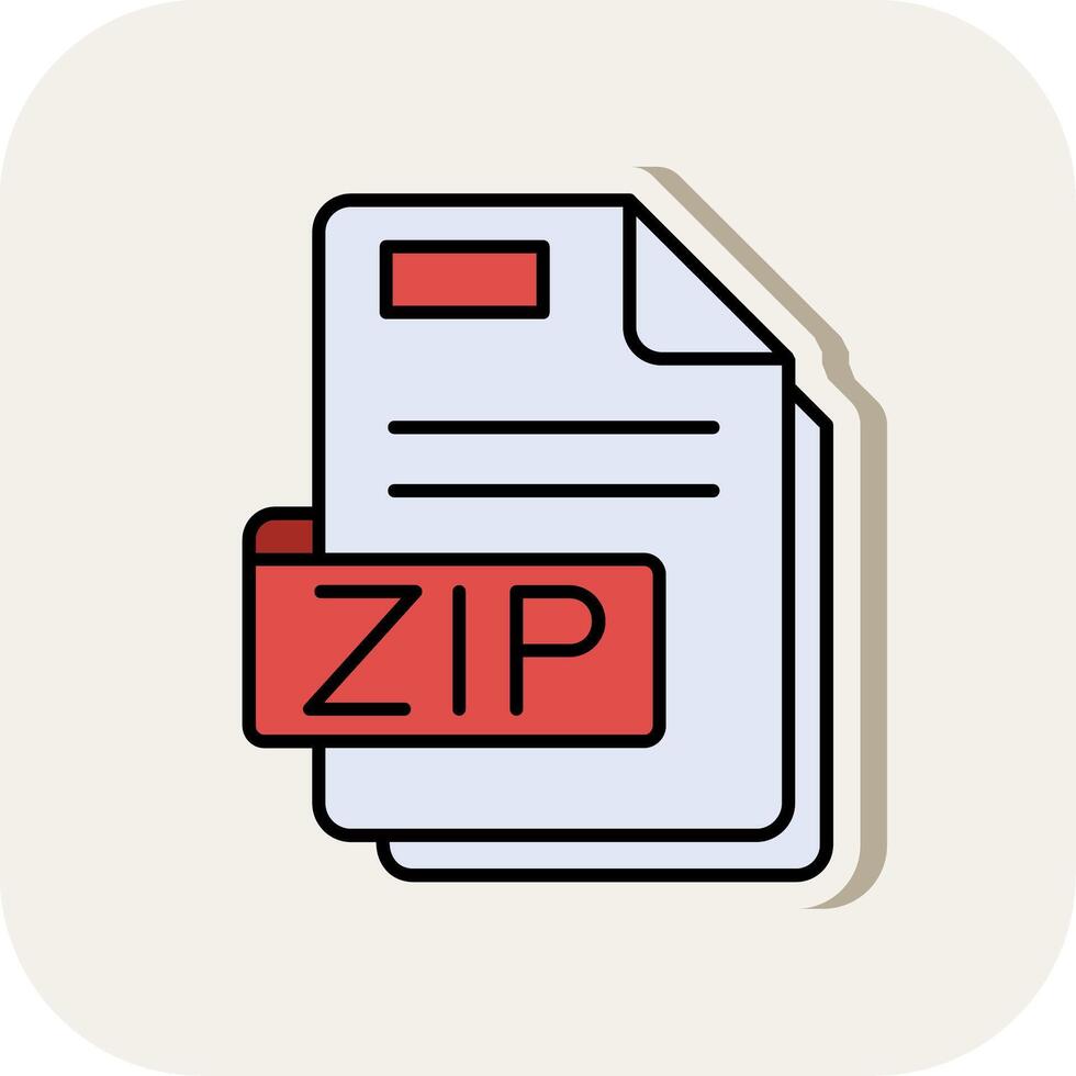 Zip Line Filled White Shadow Icon vector