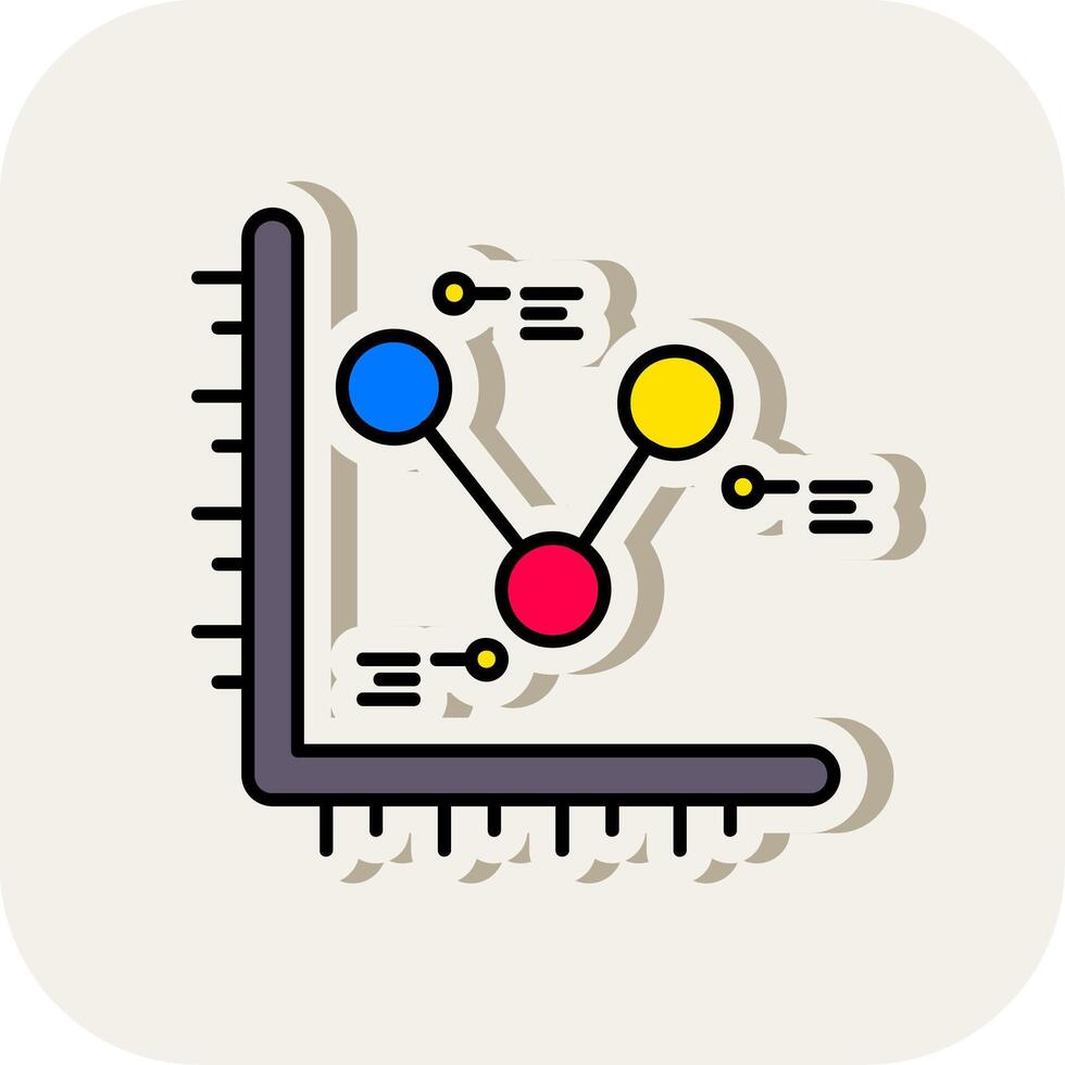 Chart Line Filled White Shadow Icon vector