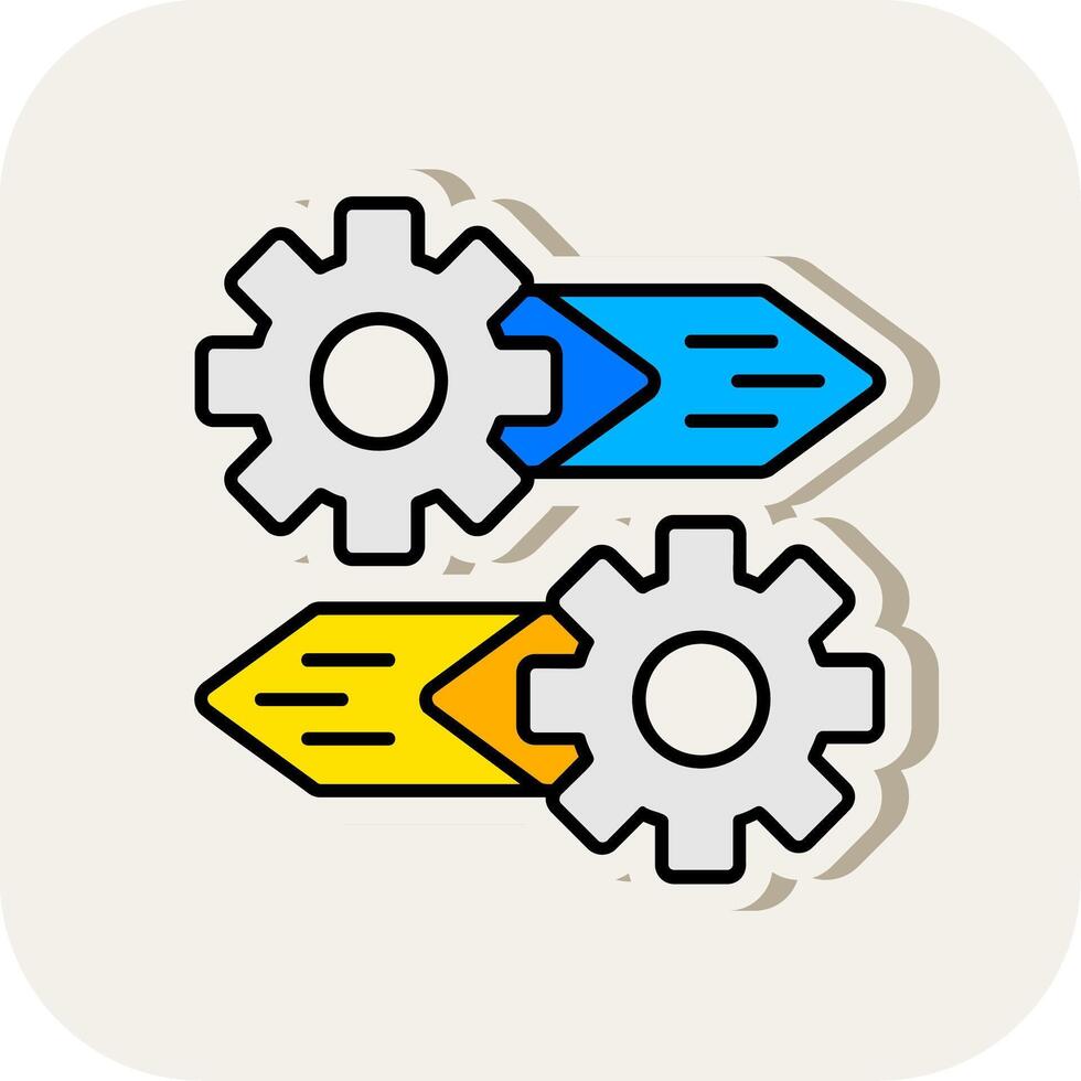 Gear Line Filled White Shadow Icon vector