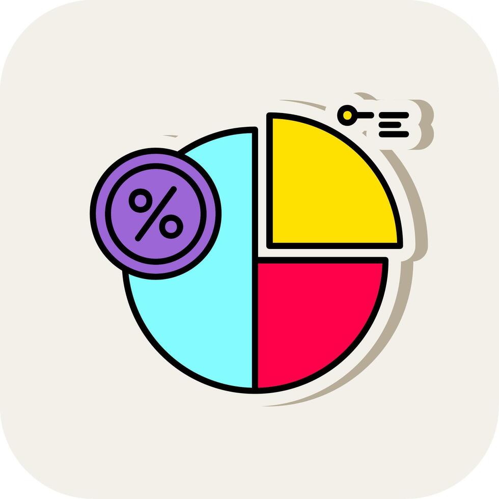 Percentage Line Filled White Shadow Icon vector