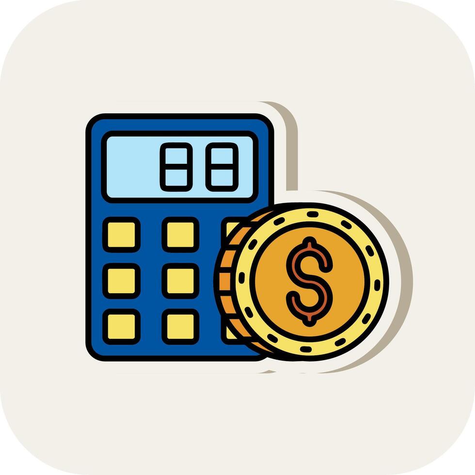 Calculator Line Filled White Shadow Icon vector