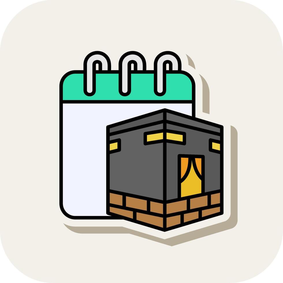 Hajj Line Filled White Shadow Icon vector