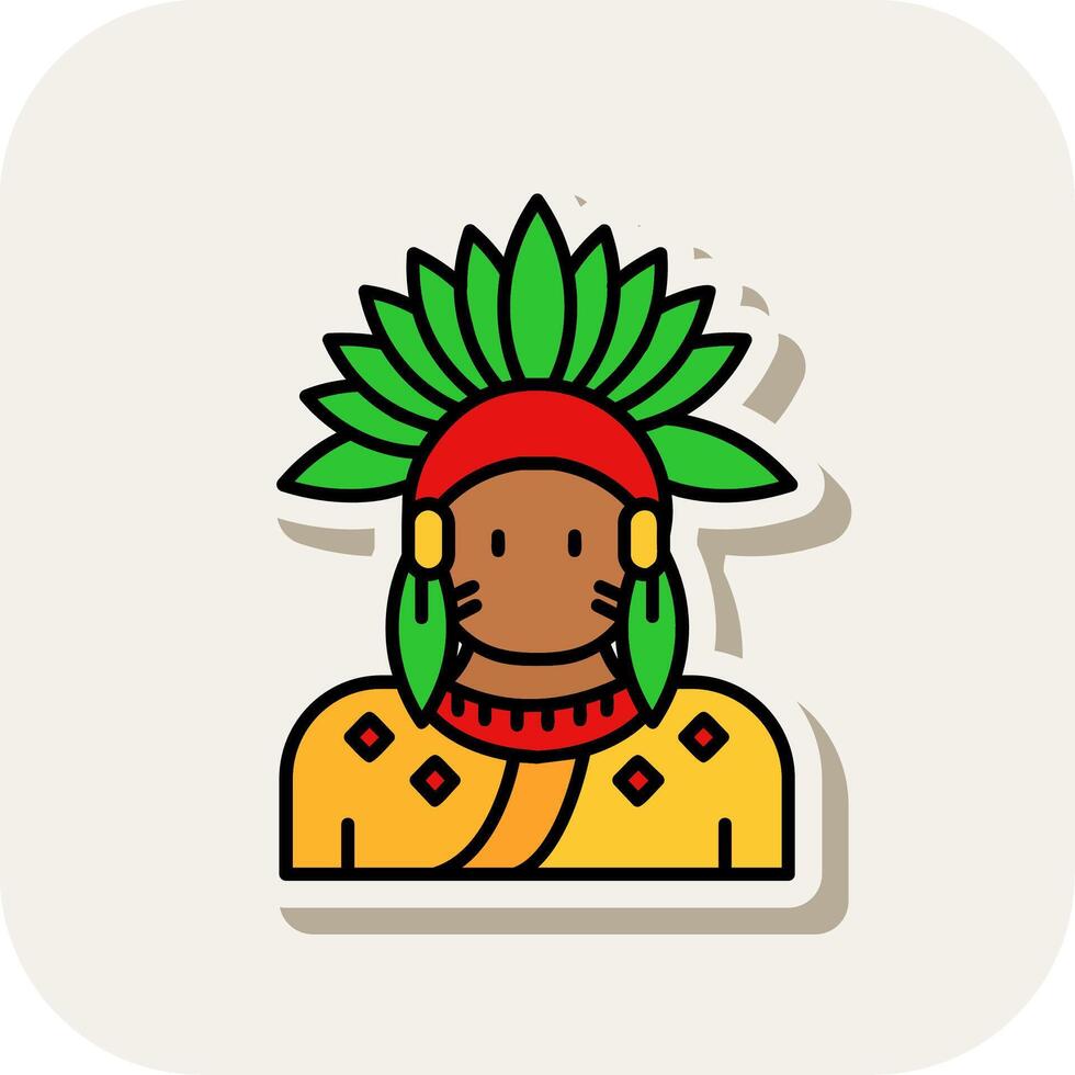 Indian Line Filled White Shadow Icon vector