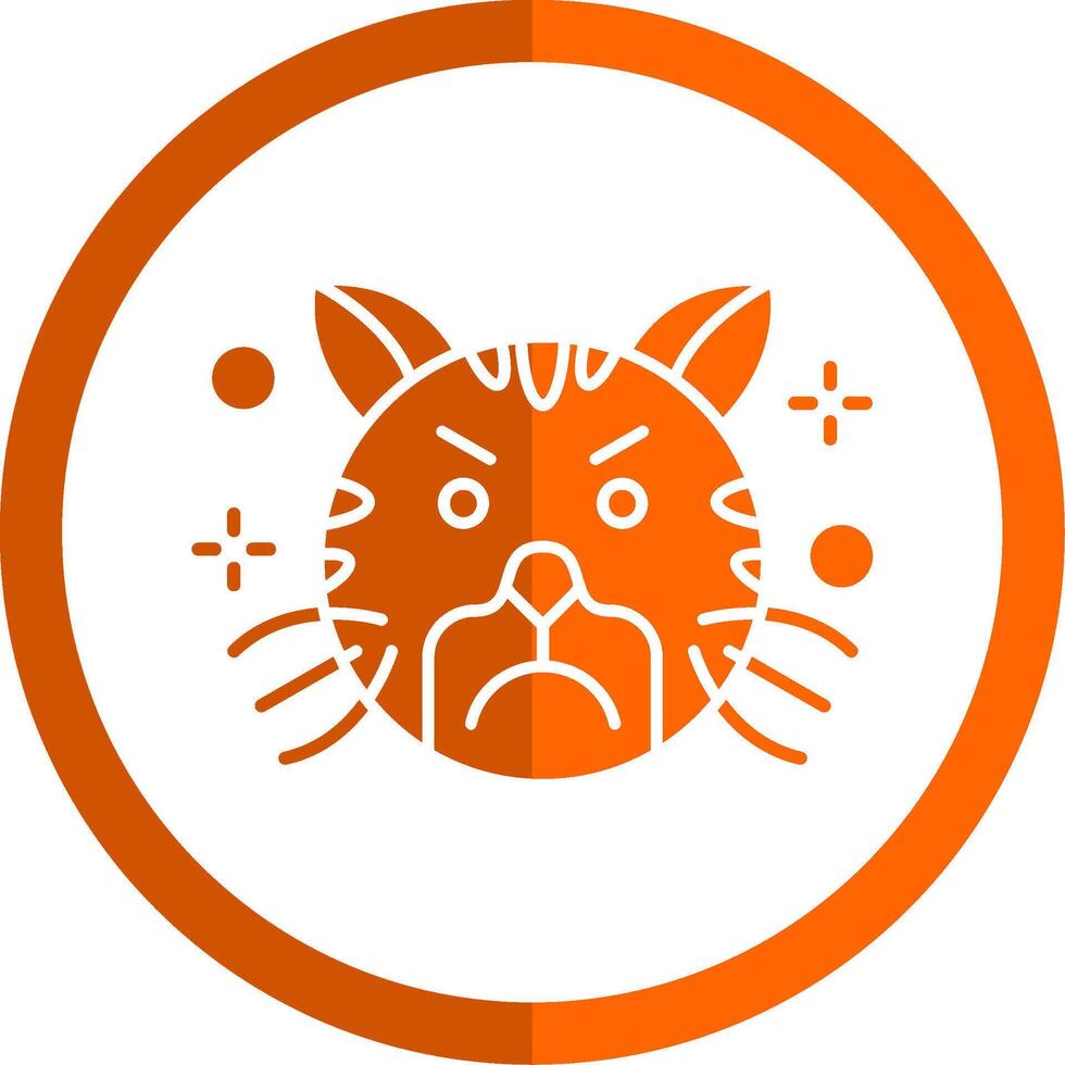 Angry Glyph Orange Circle Icon vector