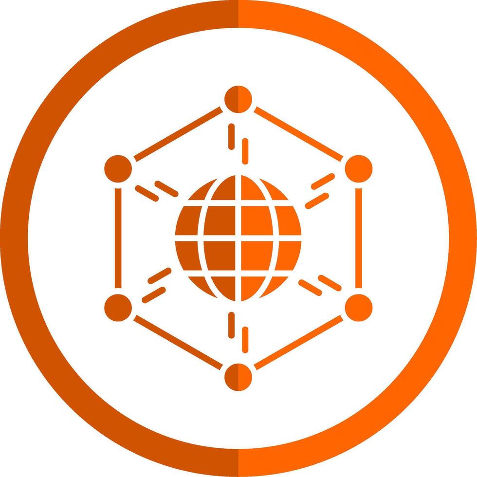 Network Glyph Orange Circle Icon vector