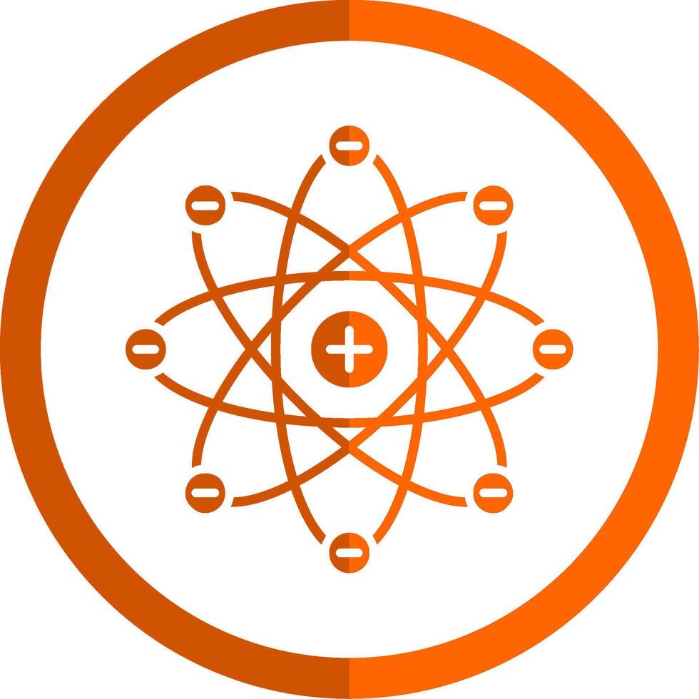 Atom Glyph Orange Circle Icon vector