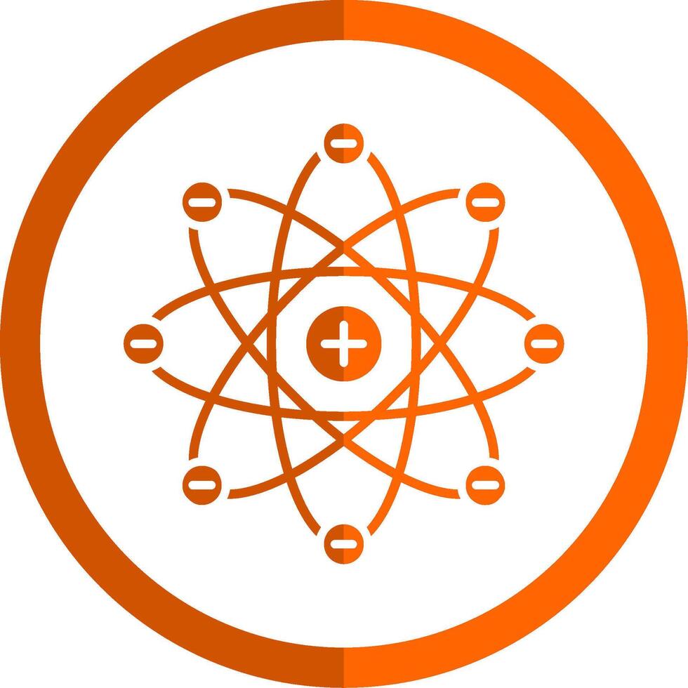 Atom Glyph Orange Circle Icon vector