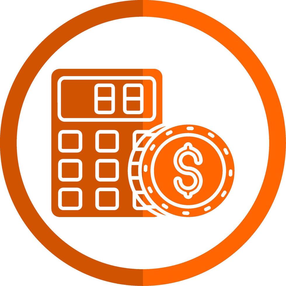 Calculator Glyph Orange Circle Icon vector