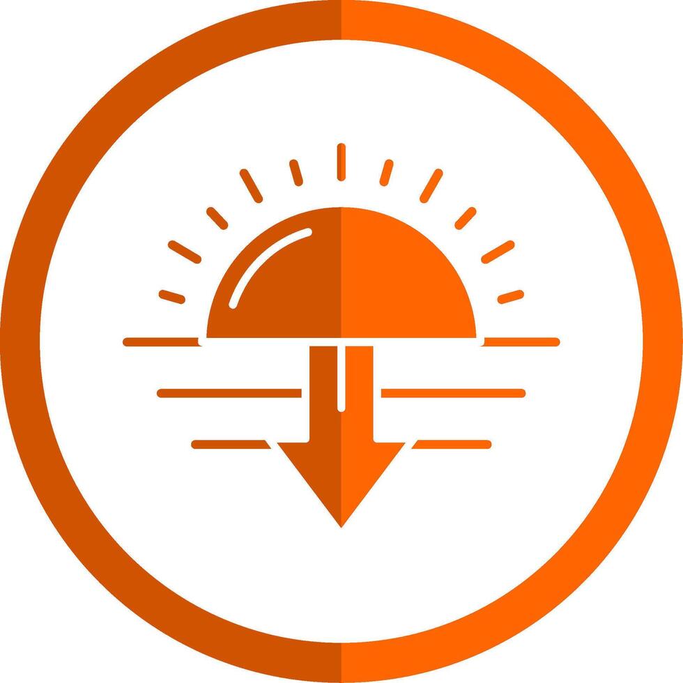 Sunset Glyph Orange Circle Icon vector