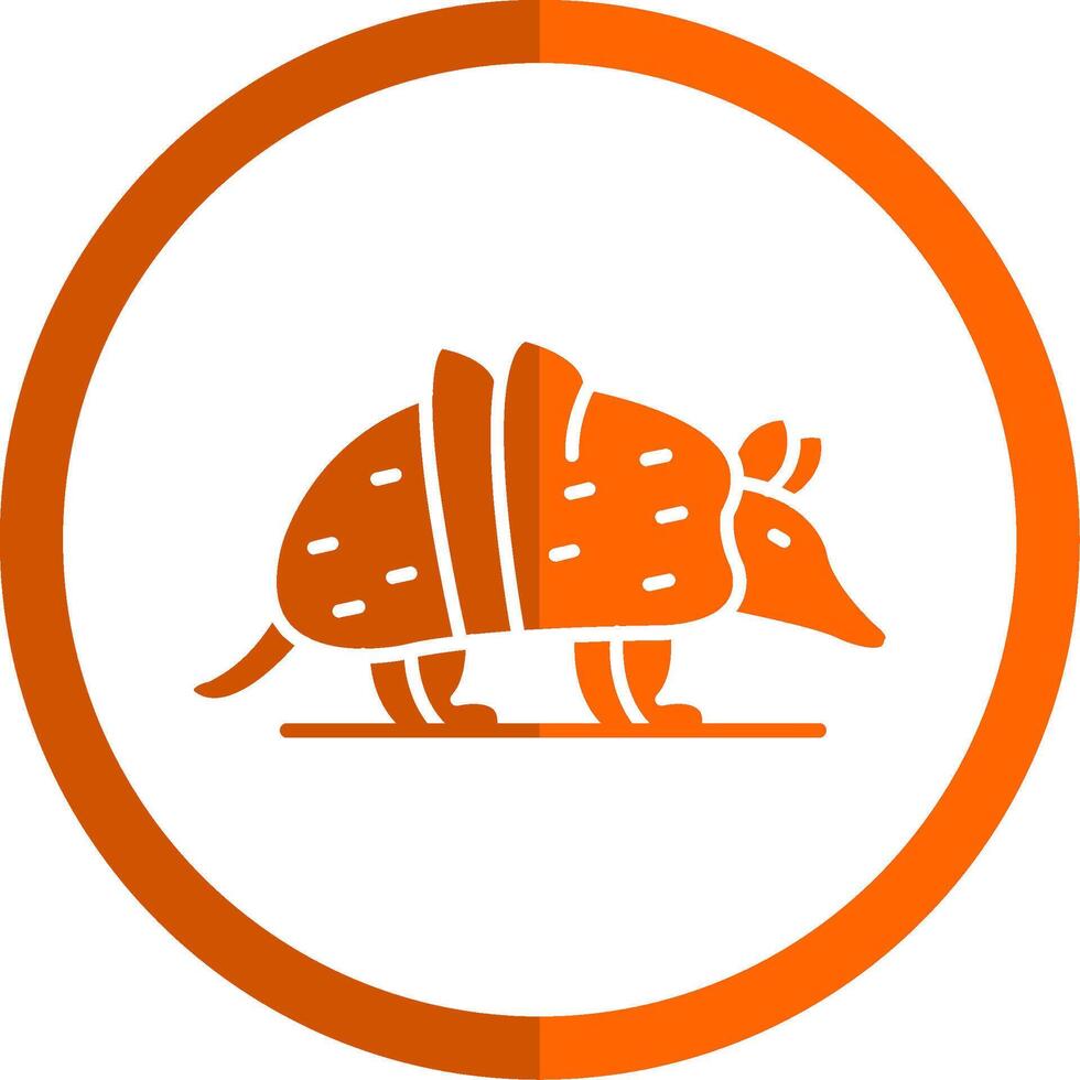 armadillo glifo naranja circulo icono vector