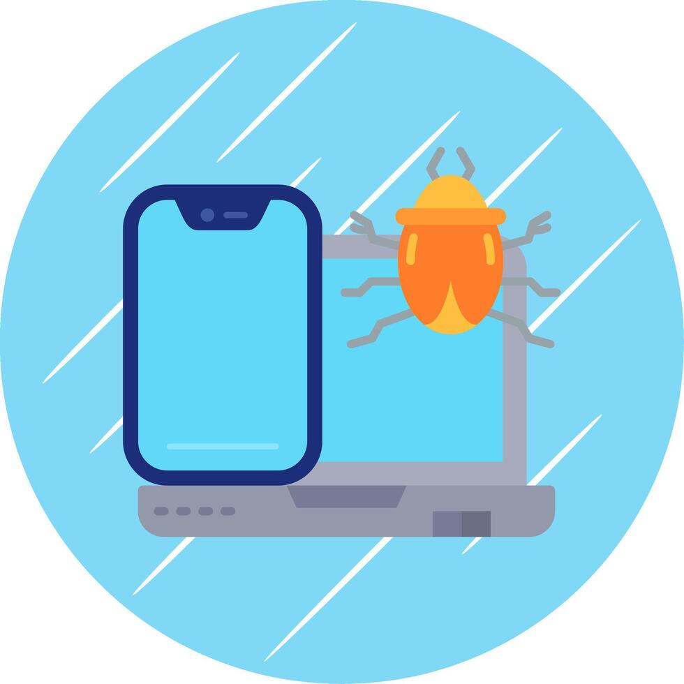 Bug Flat Blue Circle Icon vector