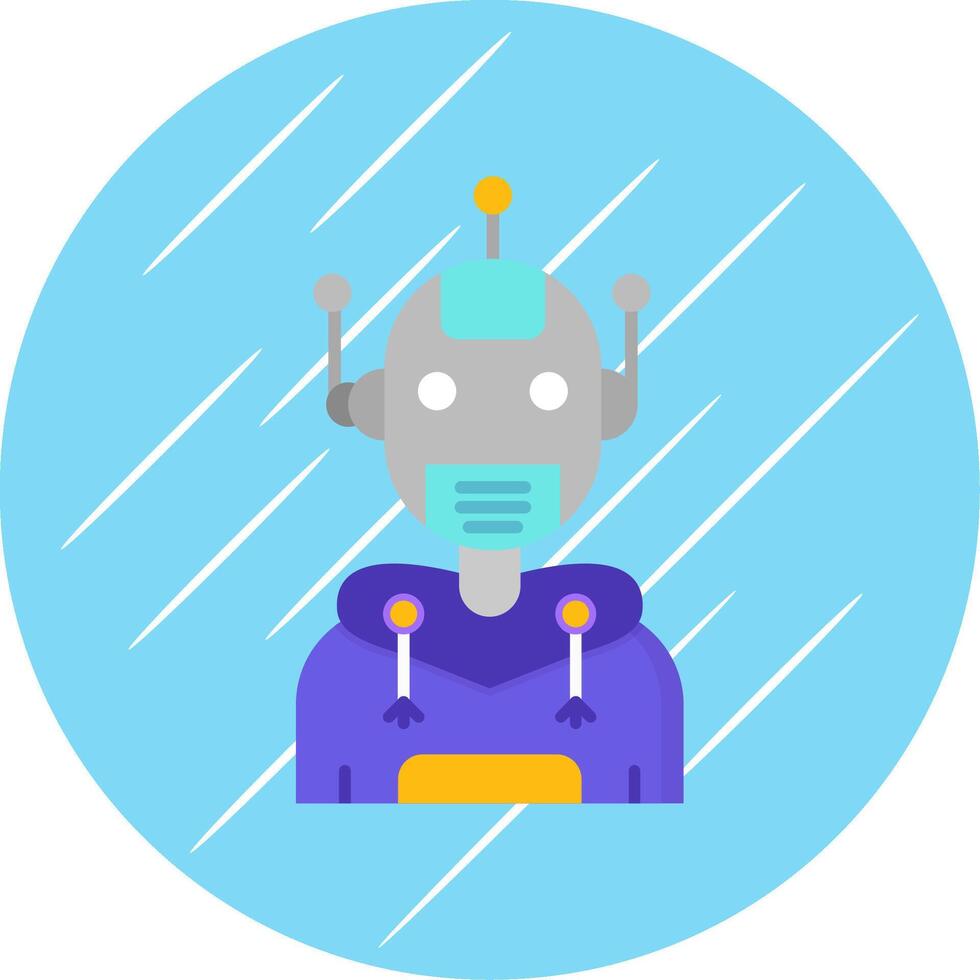 robot plano azul circulo icono vector