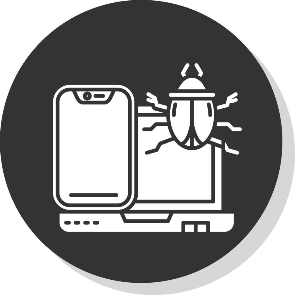 Bug Glyph Grey Circle Icon vector