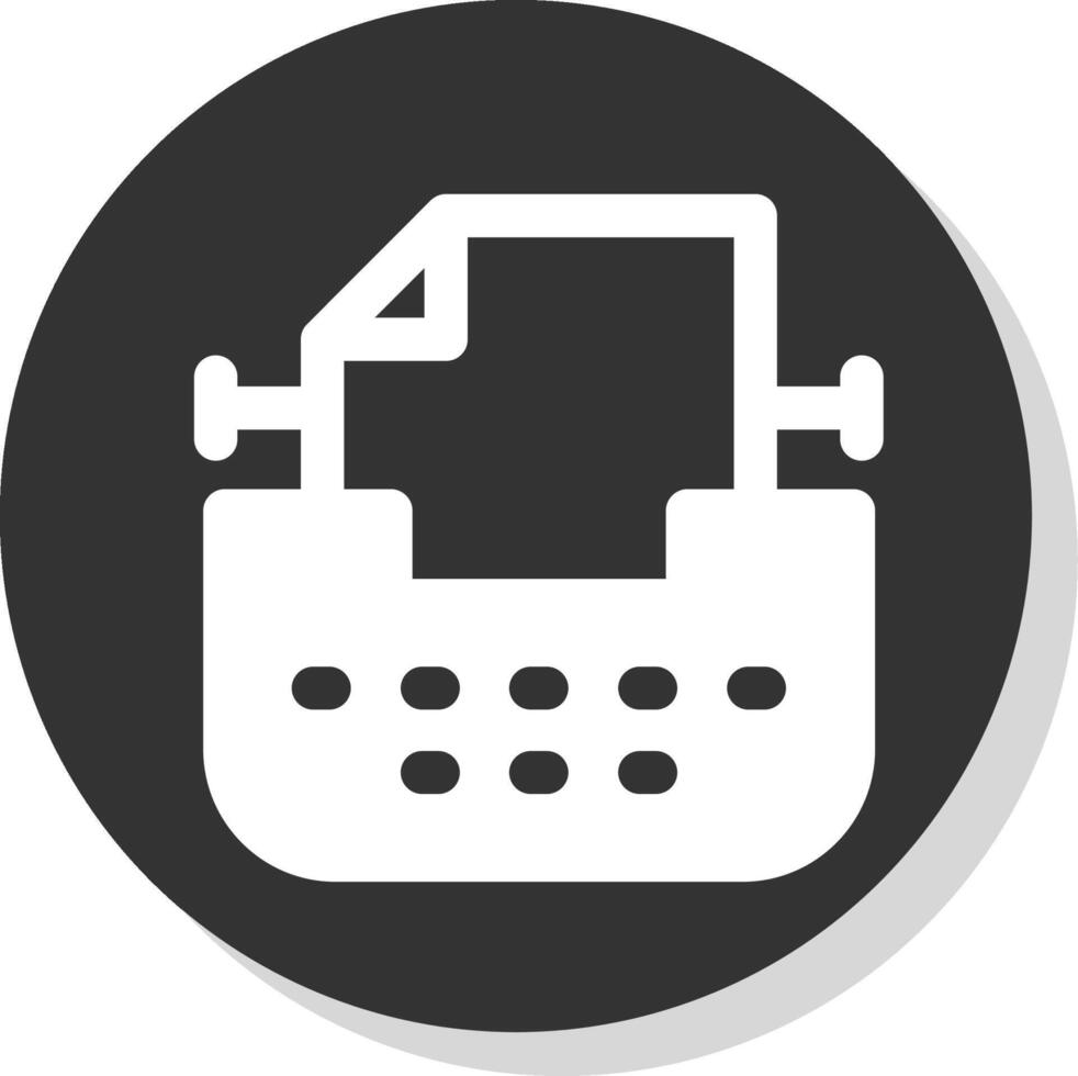 Typewriter Glyph Grey Circle Icon vector