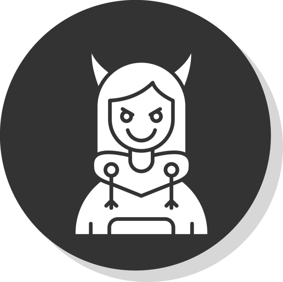 Demon Glyph Grey Circle Icon vector