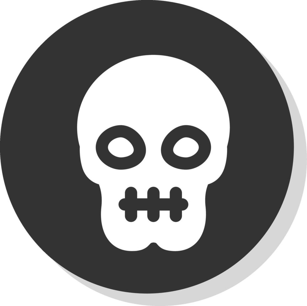 Skull Glyph Grey Circle Icon vector