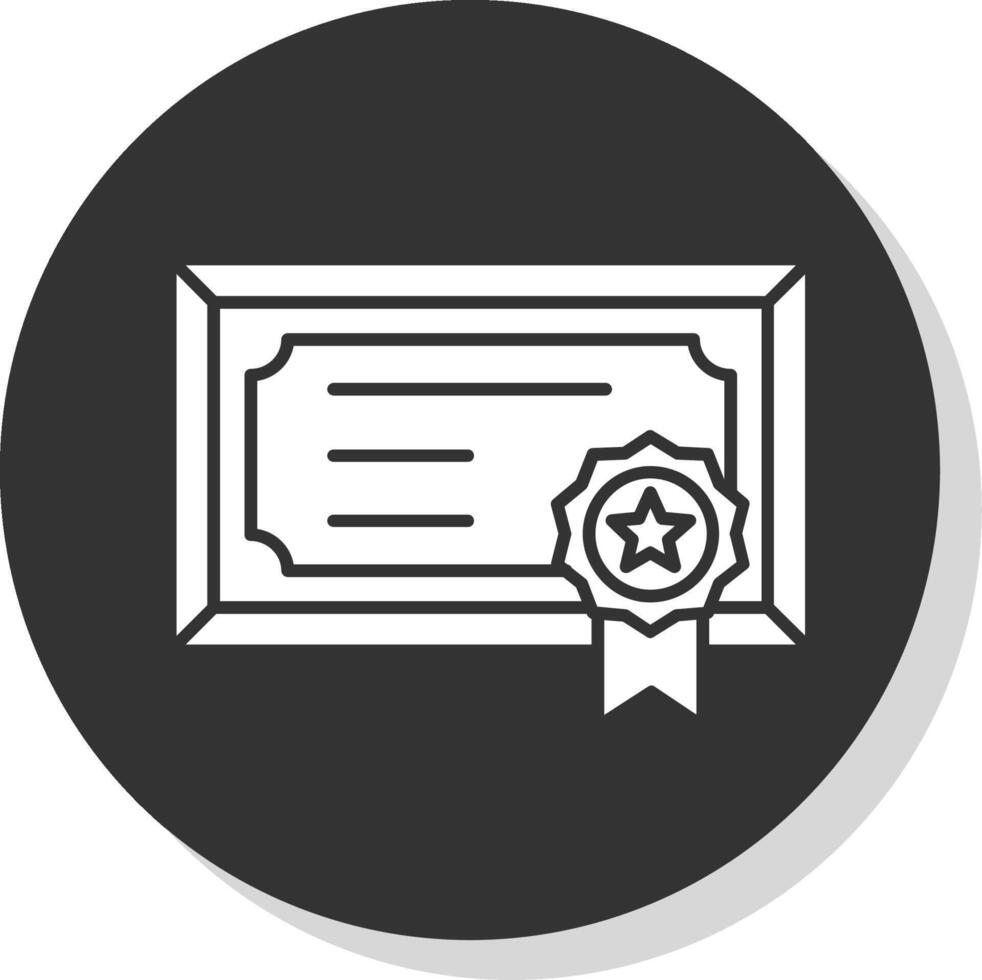 certificado glifo gris circulo icono vector