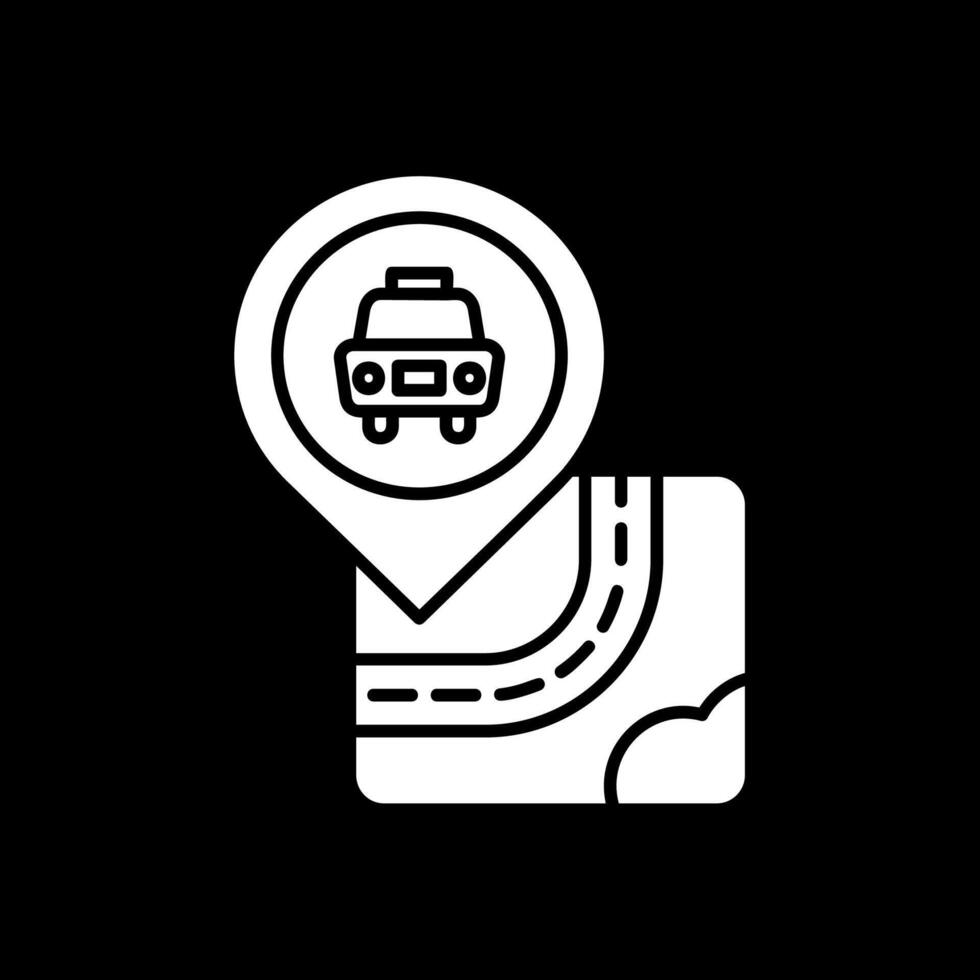 icono de glifo de taxi invertido vector