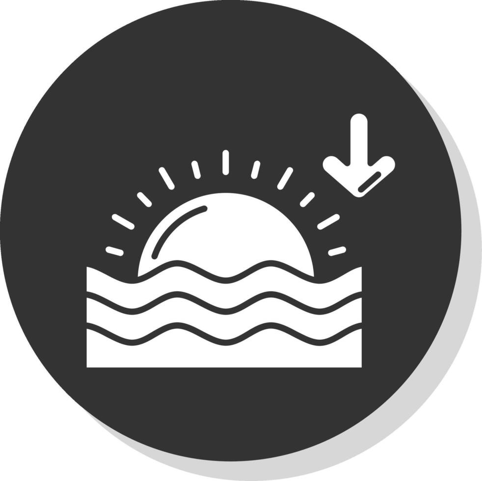 Sunset Glyph Grey Circle Icon vector