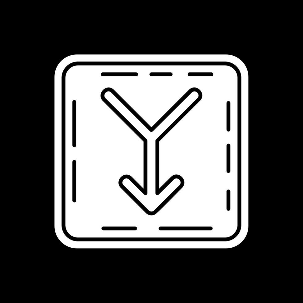 Merge Glyph Inverted Icon vector