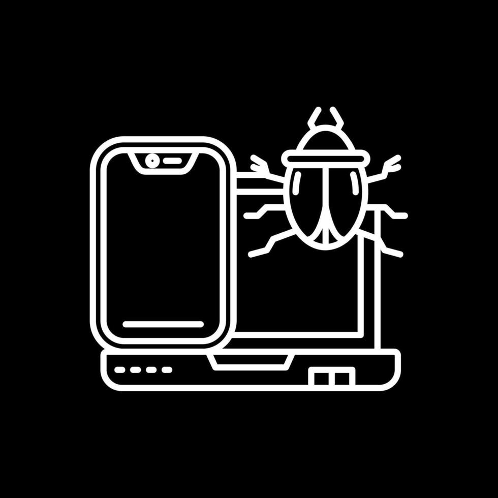 Bug Line Inverted Icon vector