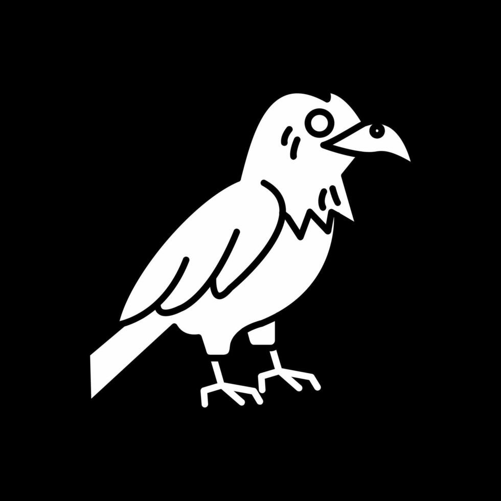 Raven Glyph Inverted Icon vector