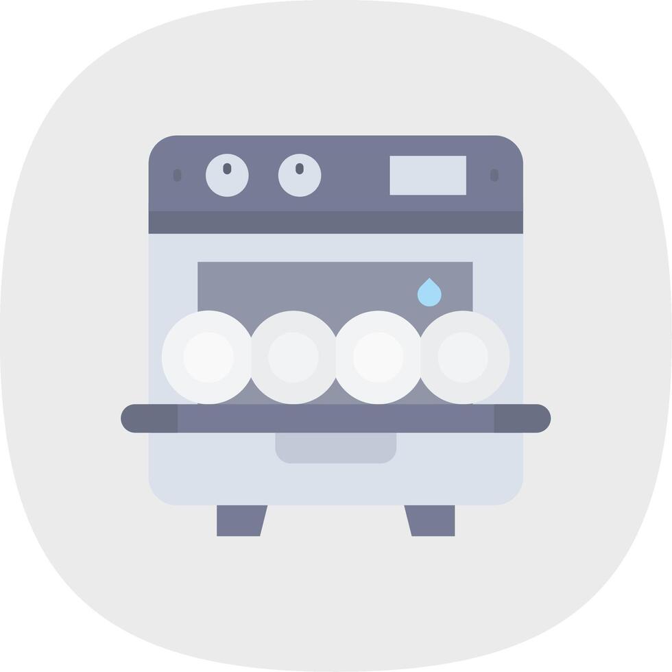 Dishwasher Flat Curve Icon vector