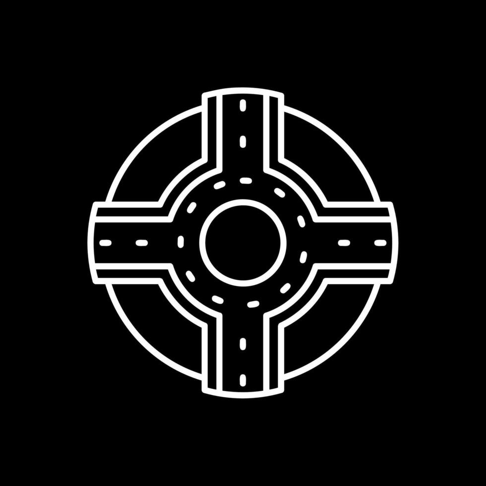 Roundabout Line Inverted Icon vector