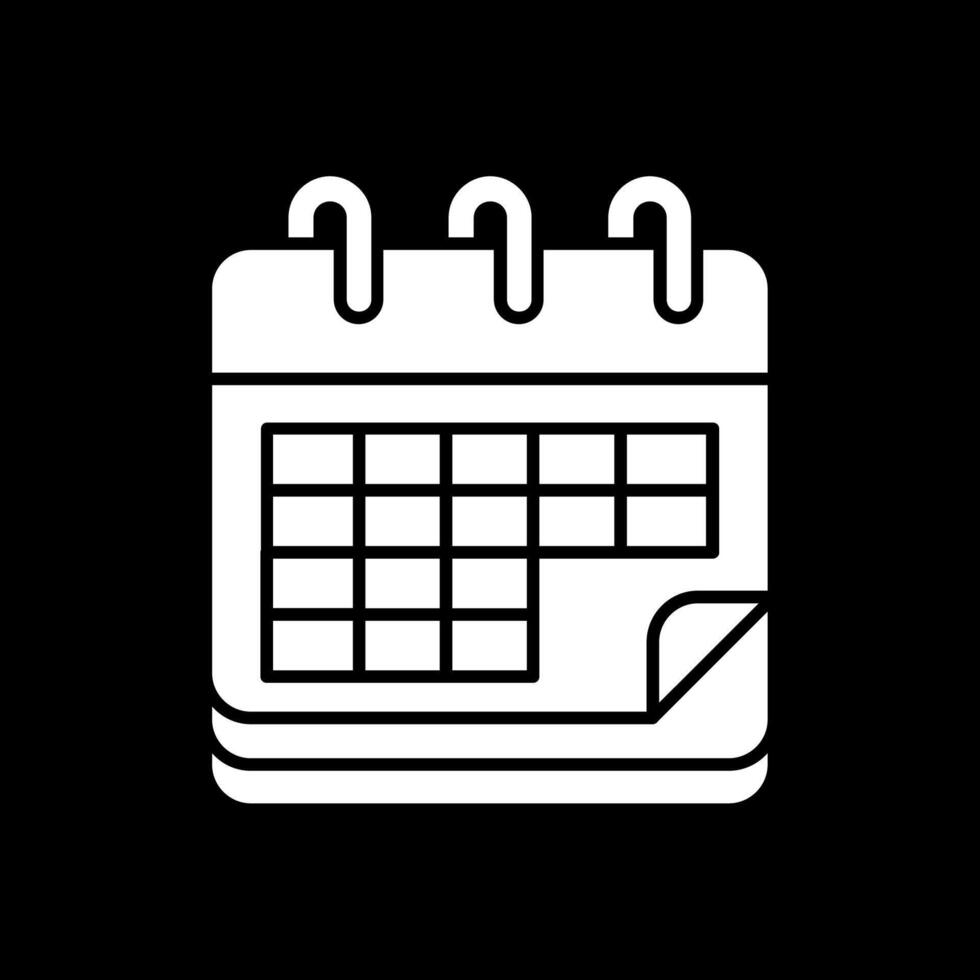 Calendar Glyph Inverted Icon vector