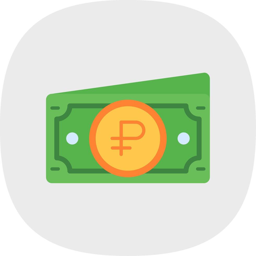 Ruble Flat Curve Icon vector