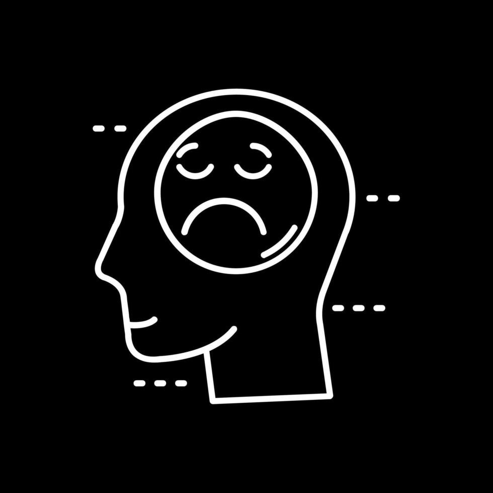 Sadness Line Inverted Icon vector