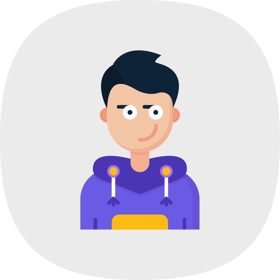 Smirking Flat Curve Icon vector