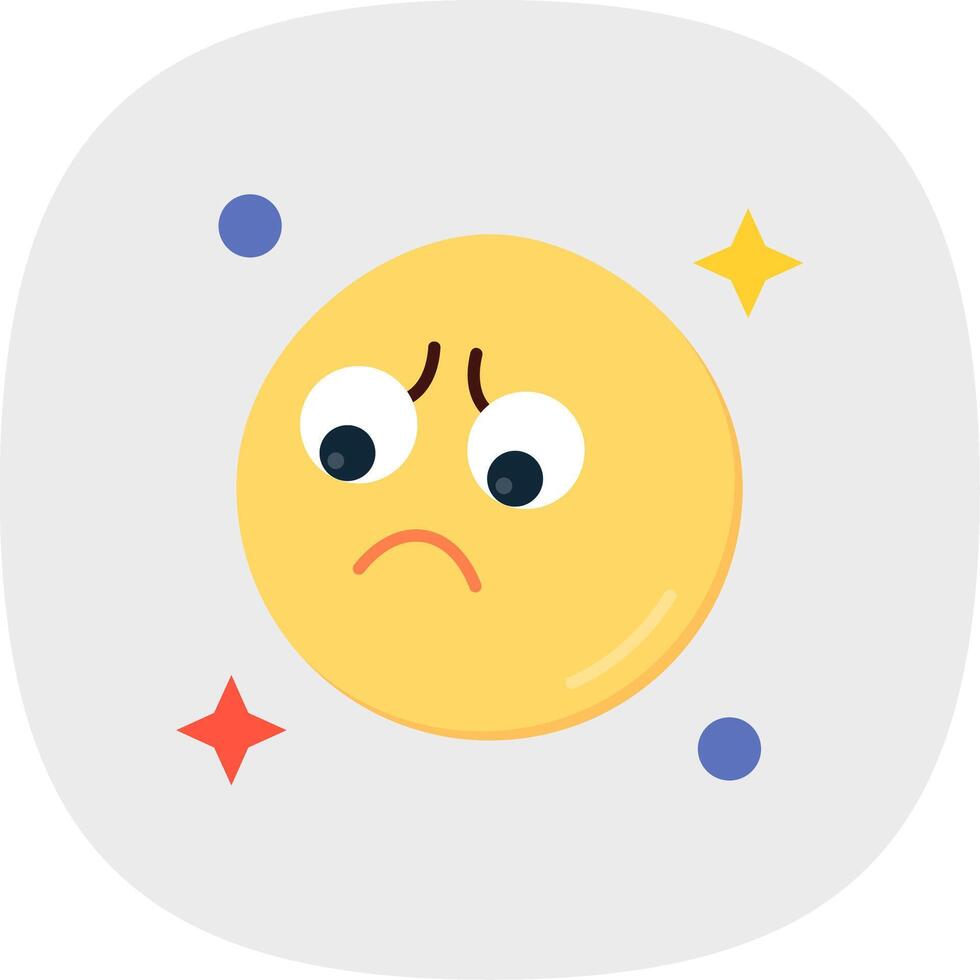 Sad Flat Curve Icon vector