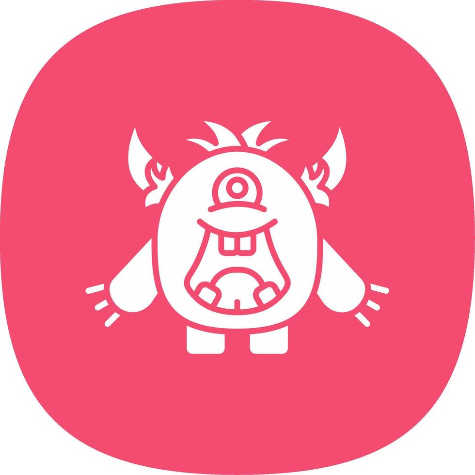 Monster Glyph Curve Icon vector
