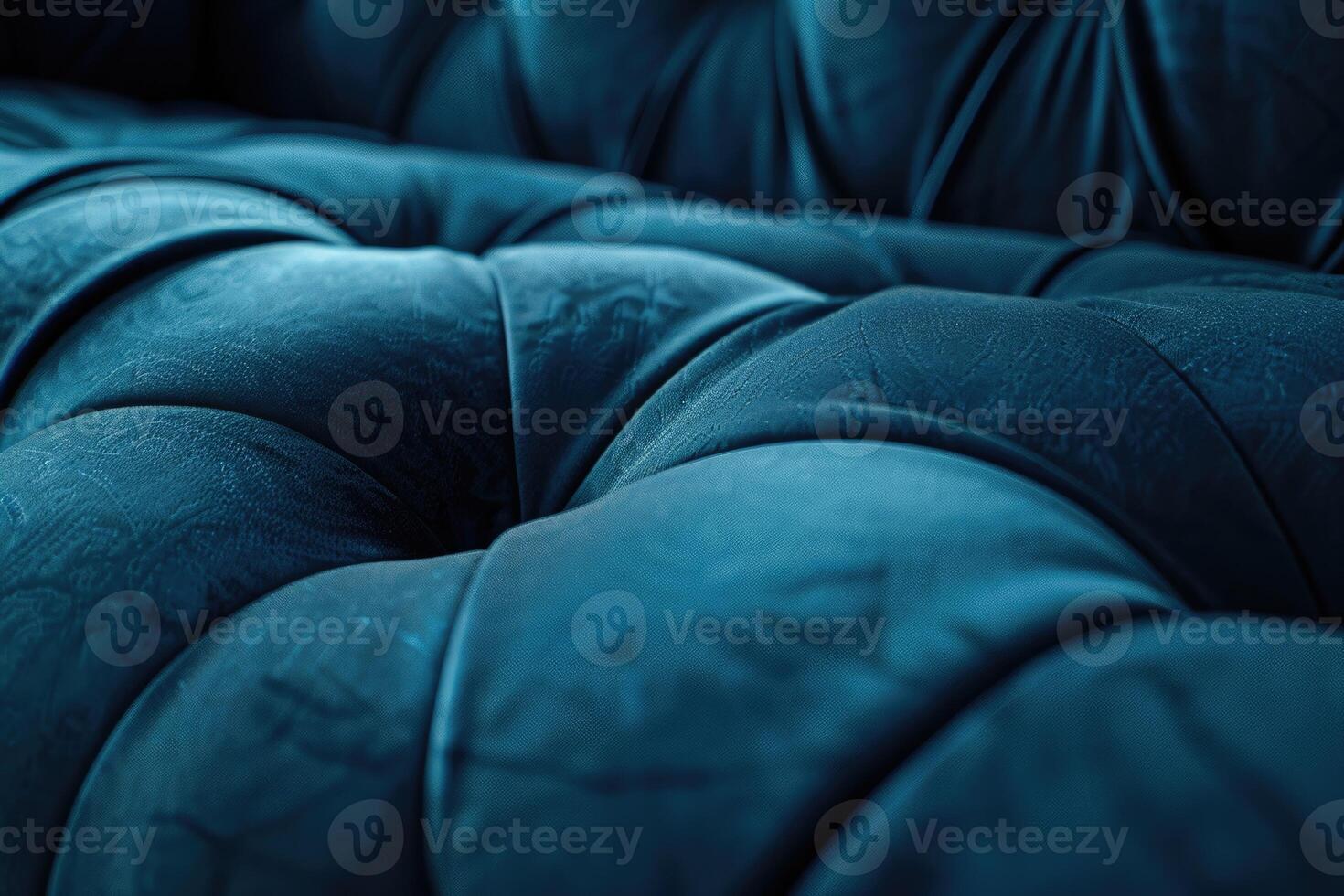 ai generado azul terciopelo tapizado mueble con redondeado codos en sombra. foto